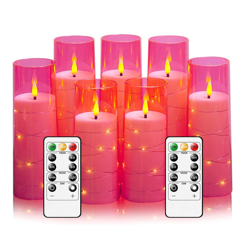 Eebuss flameless pink candles with embedded star string for charming table decor.