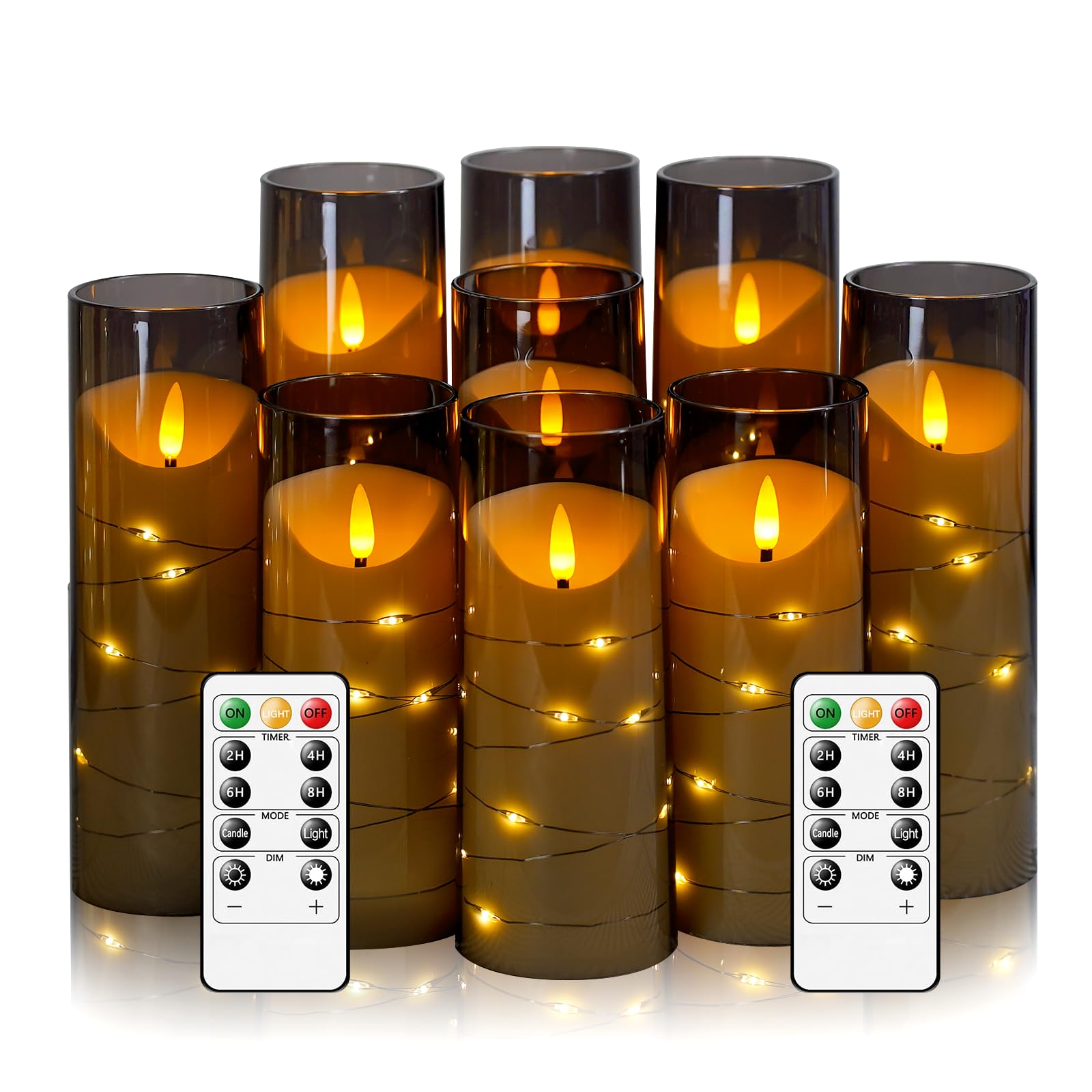 Eebuss flameless candles with embedded star string create whimsical centerpiece ambiance.