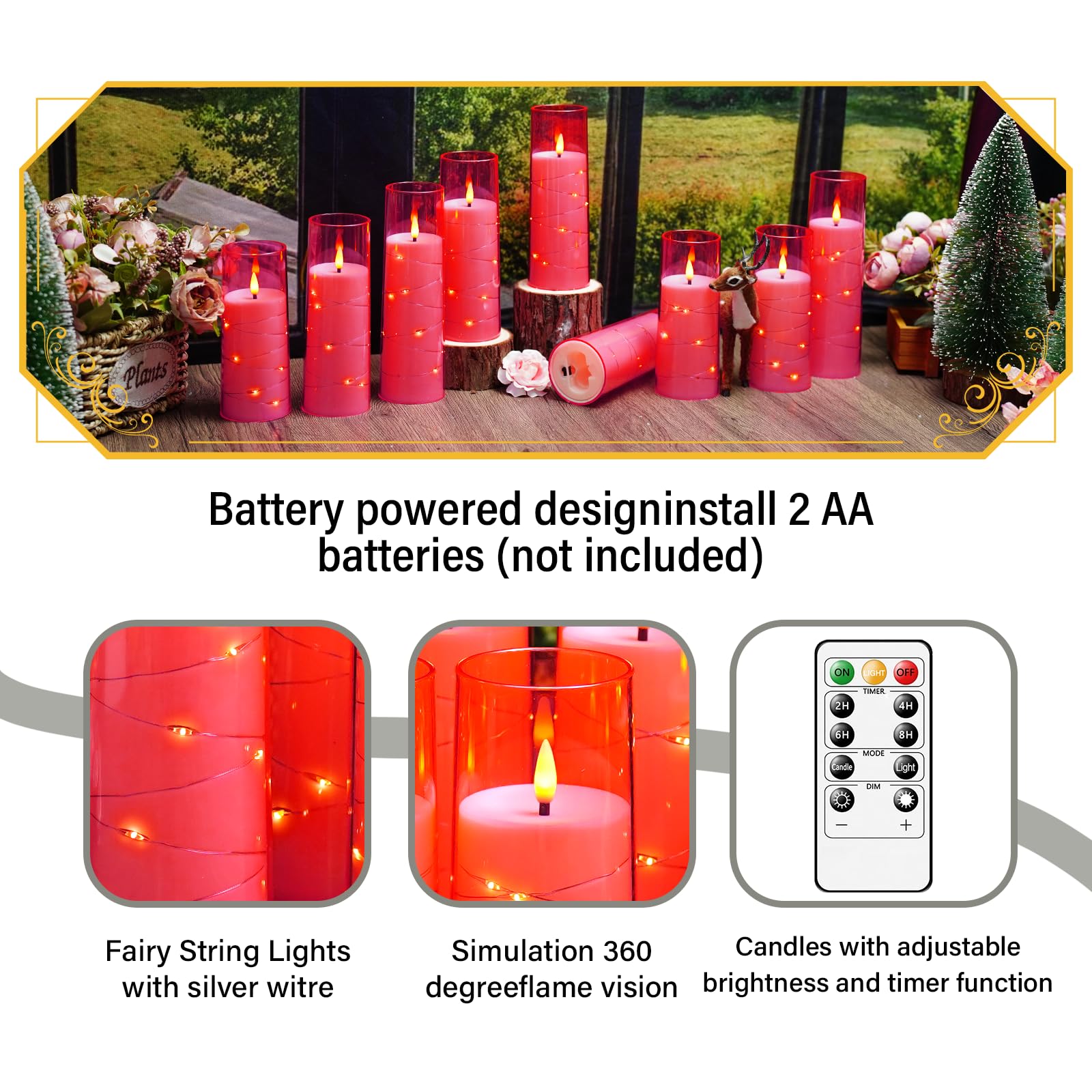 Eebuss LED pillar candles with remote control and timer for easy ambiance.