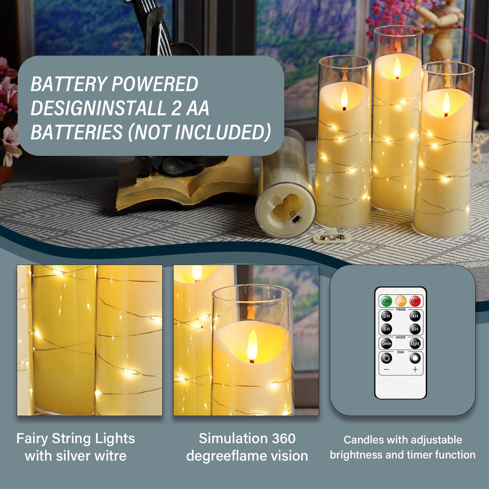 Eebuss mantel display uses warm light to enhance dining and living spaces.