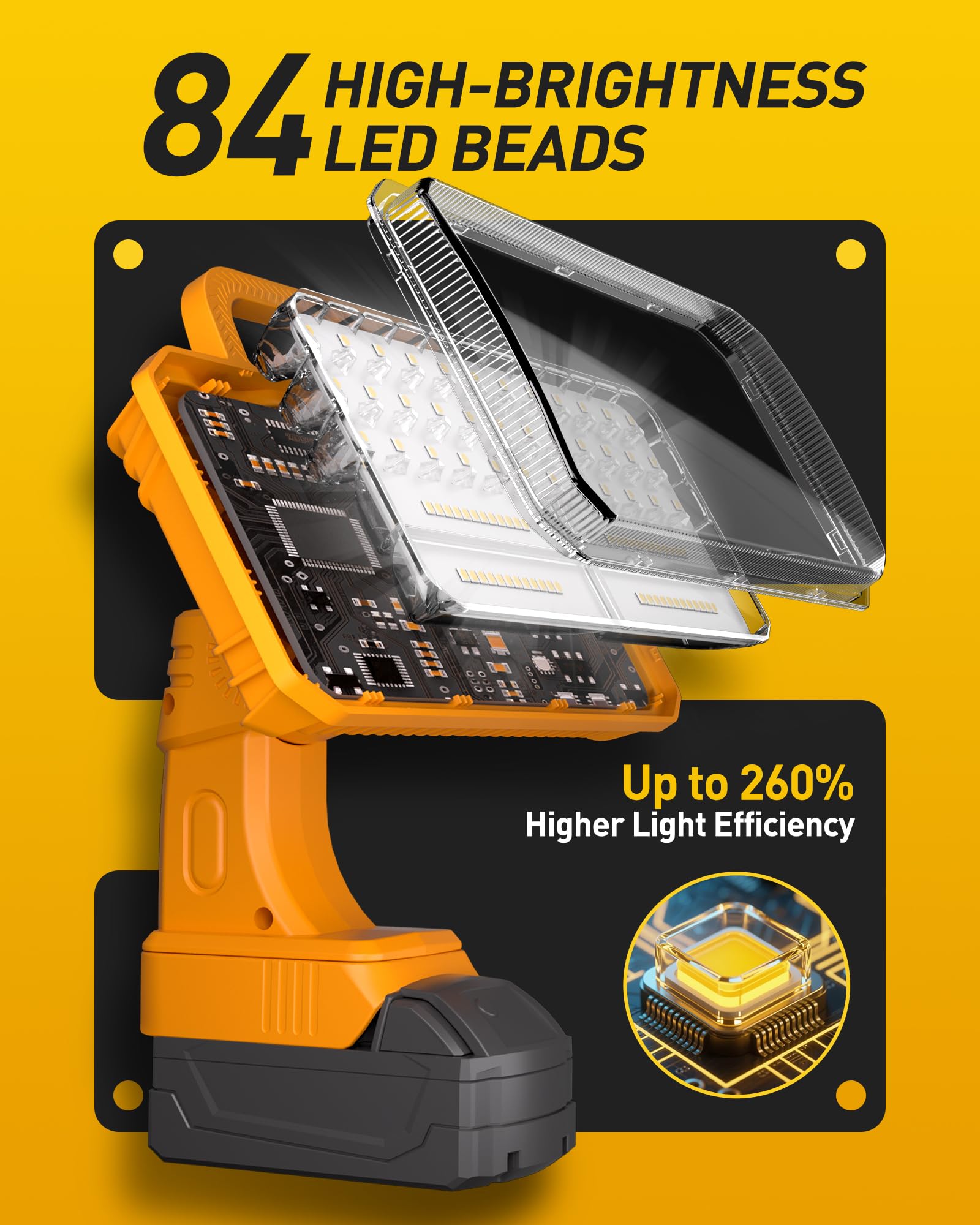 EEFOW 8-inch light body with extendable handle for easy transport.