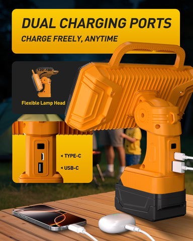 EEFOW battery-compatible design works with Dewalt 20V batteries.