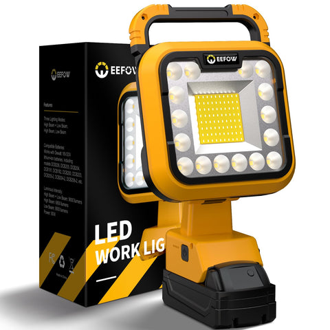 EEFOW Dewalt LED work light with 8-inch spotlight-floodlight combo for versatile tasks