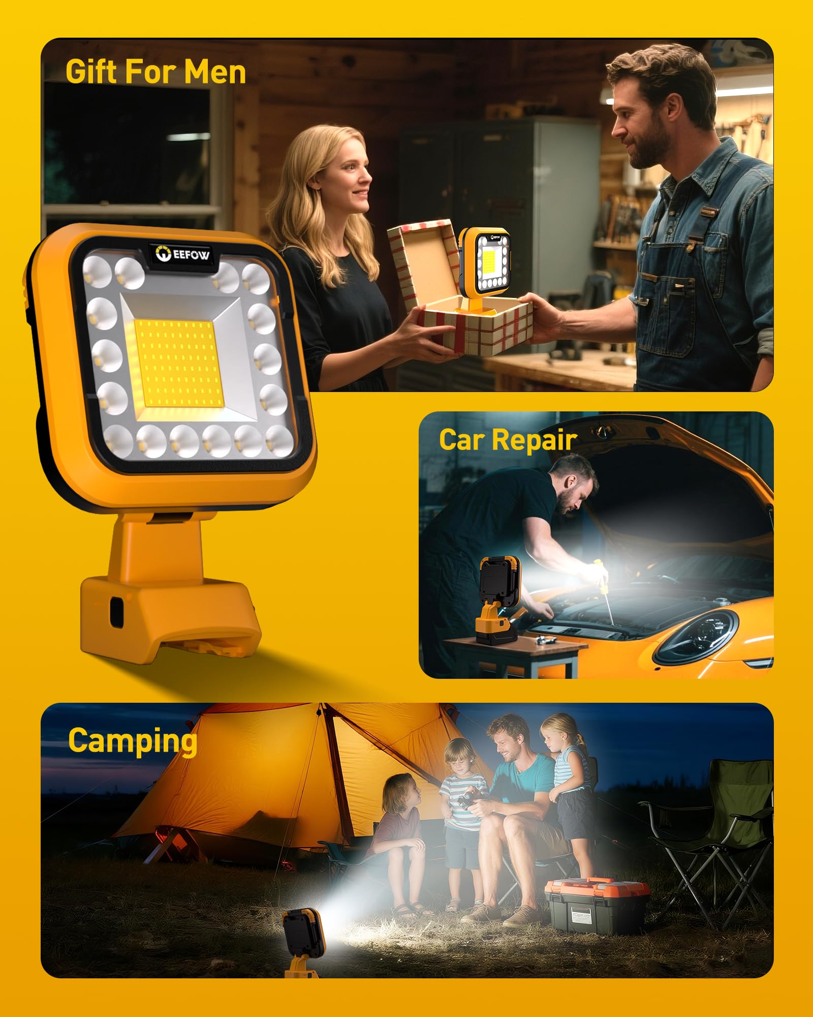 EEFOW portable 8-inch work light design for workshops and on-site use