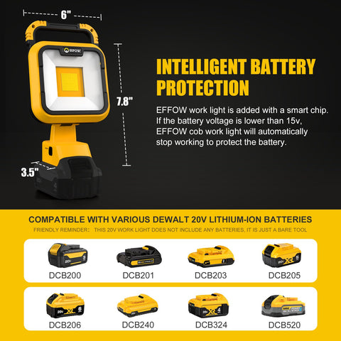 EEFOW work light extendable handle for easy transport on jobsites