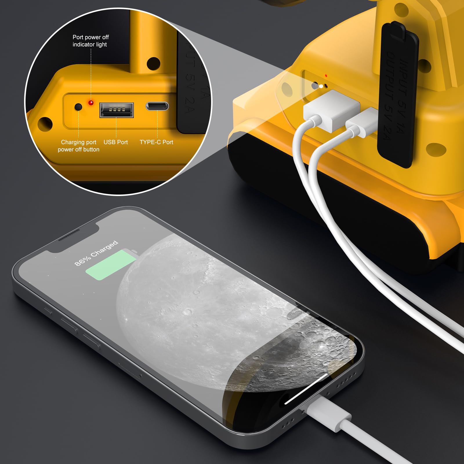 EEFOW work light with USB-C charging port for on the go illumination