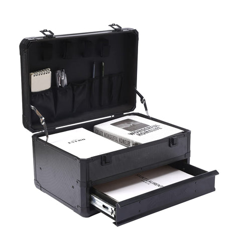 E ELIAUK tool box hard case metal bracket keeps lid secure.