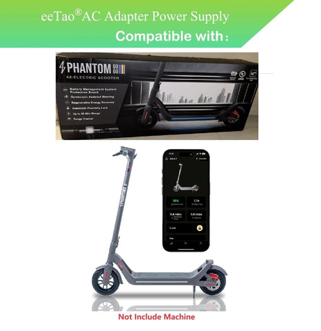 eeTao 42V charger for Phantomgogo A8, side view, stable power for daily commuting.