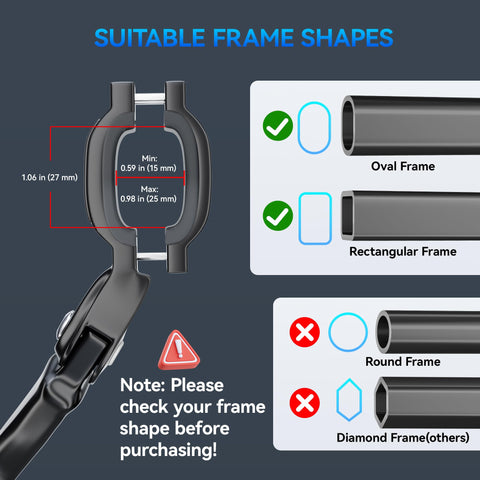EFEALL bike kickstand oval-rectangular frame compatibility with non-round frames