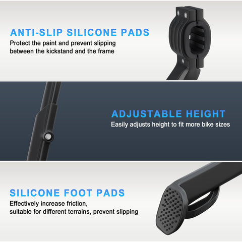 EFEALL bike kickstand thick aluminum tubes deliver durable support