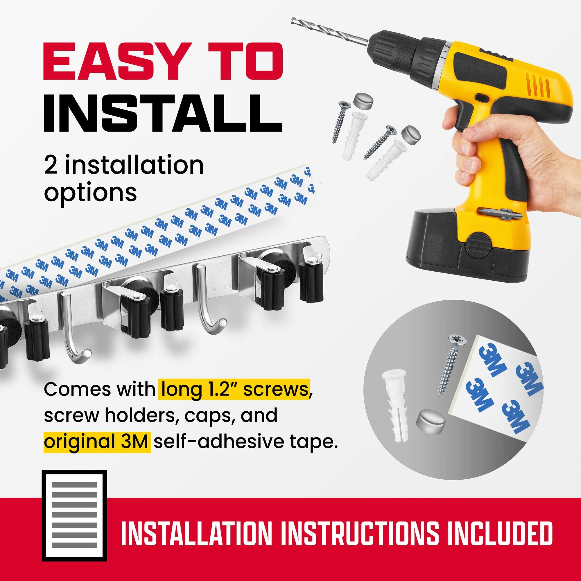 EFFEKTIVTOOLS 40 lb load capacity supports heavy cleaning tools securely.