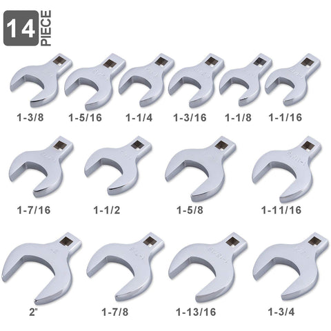EFFICERE crowfoot wrenches in 1-2 drive reach into tight spaces.