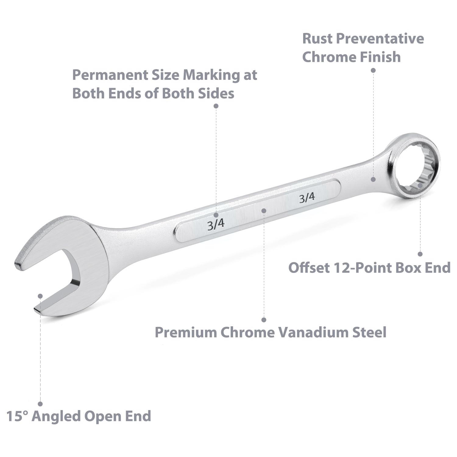 EFFICERE 12-point offset box end delivers increased clearance in tight spaces.