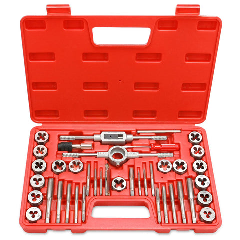 EFFICERE 40-piece tap and die set case neatly organized for fast threading projects.