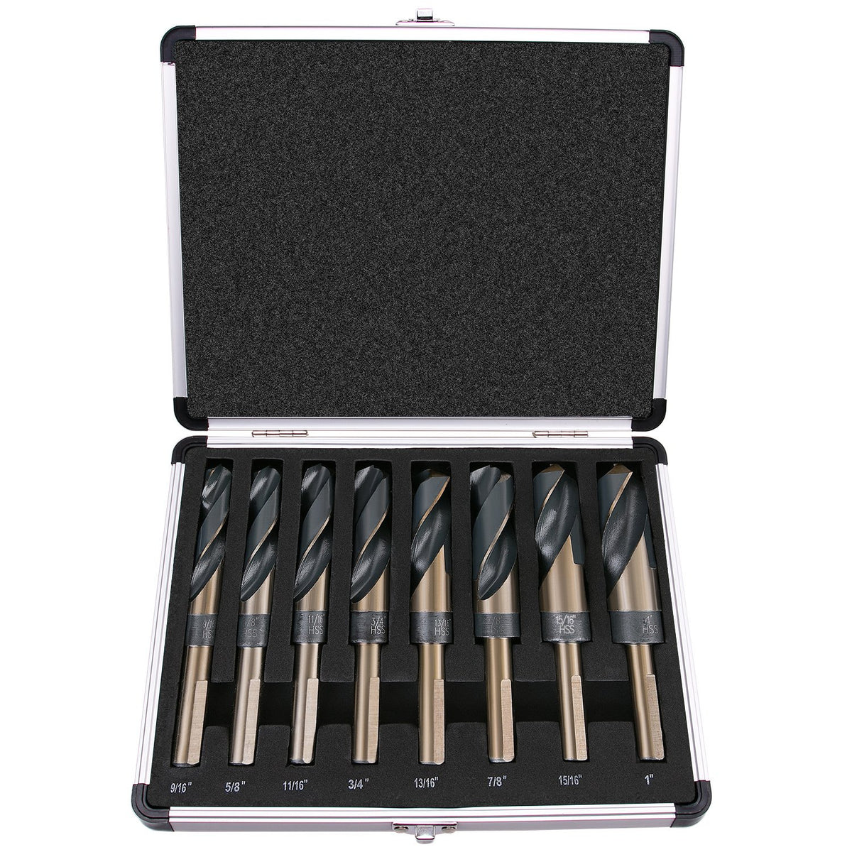 EFFICERE drill bits set with 9-16 inch bit showing split point for fast starts