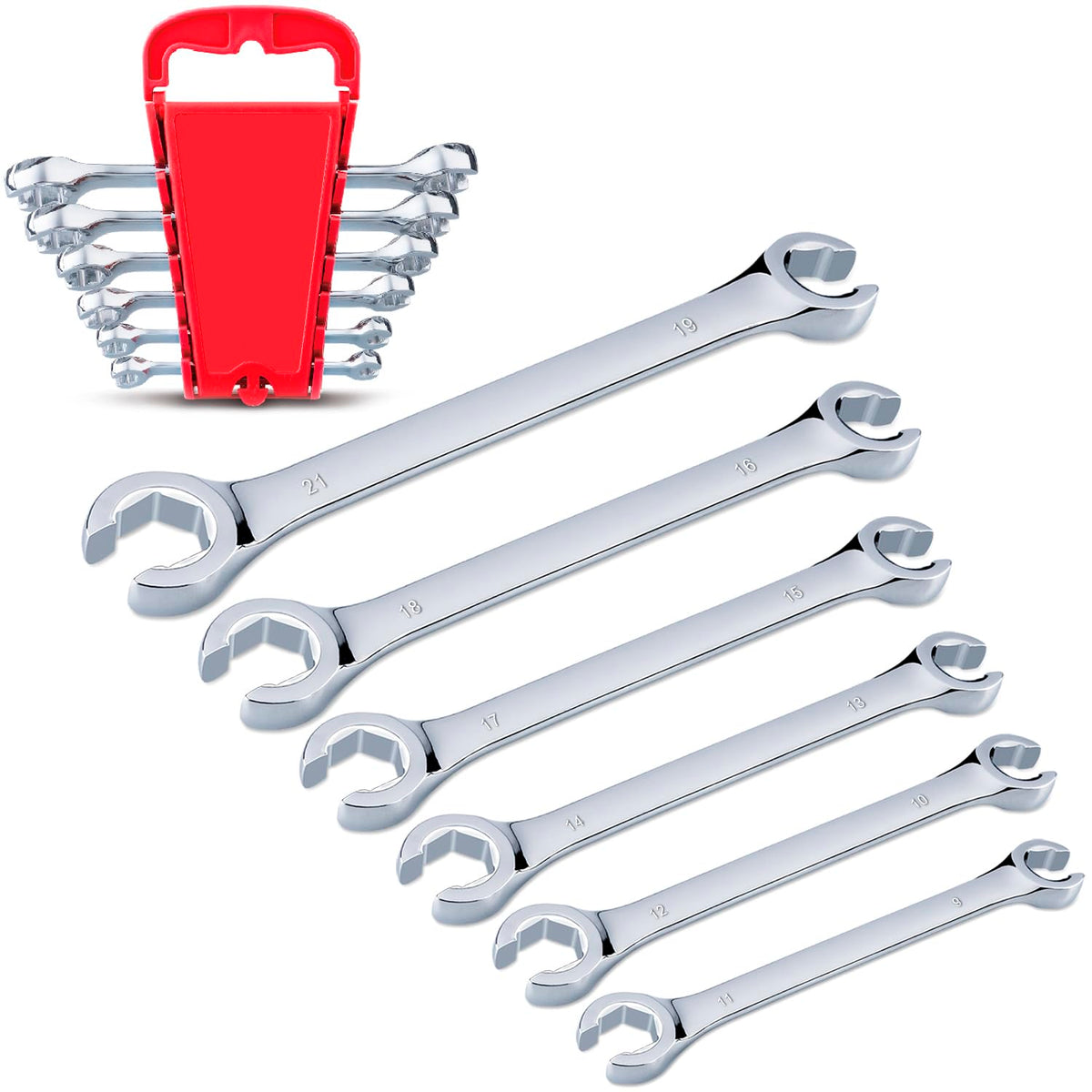 EFFICERE flare nut wrench set front view highlighting durable chrome vanadium build
