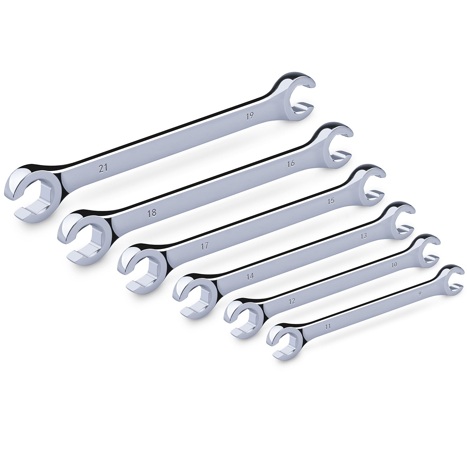 EFFICERE flare nut wrench set on rack for organized storage