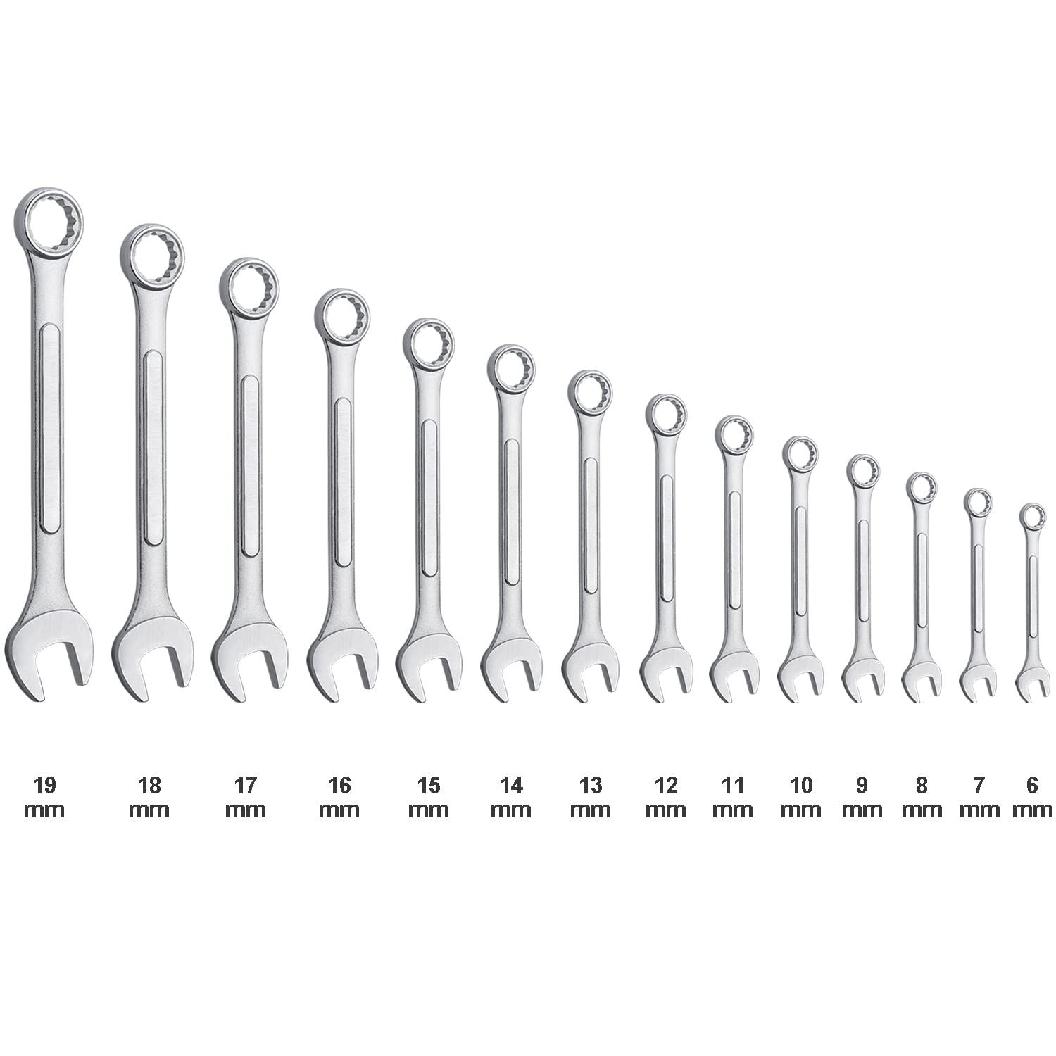 EFFICERE offset 12-point box-end wrench design improves access in tight spaces.