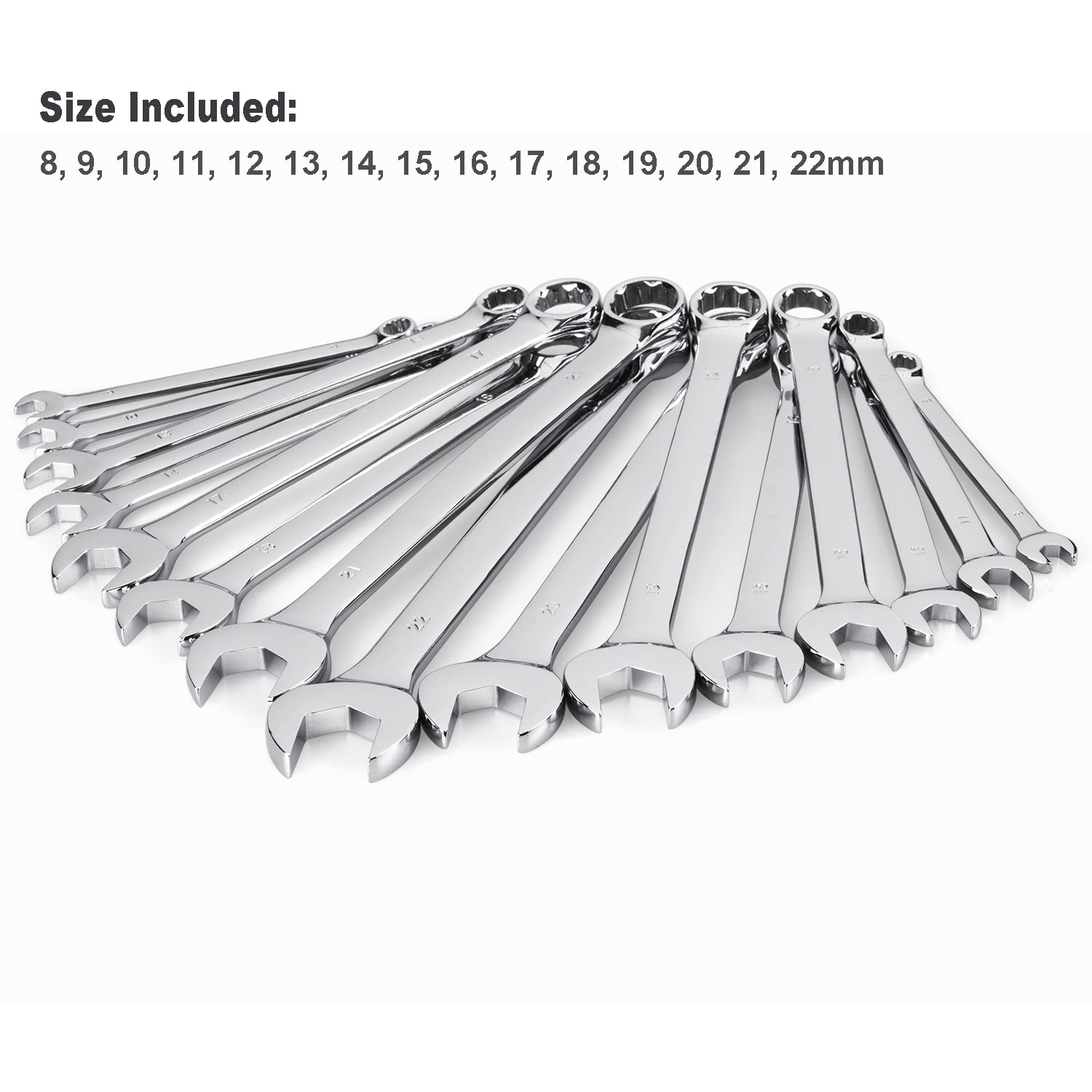 EFFICERE wrenches hanging in rack provide quick access for home, garage, or shop projects