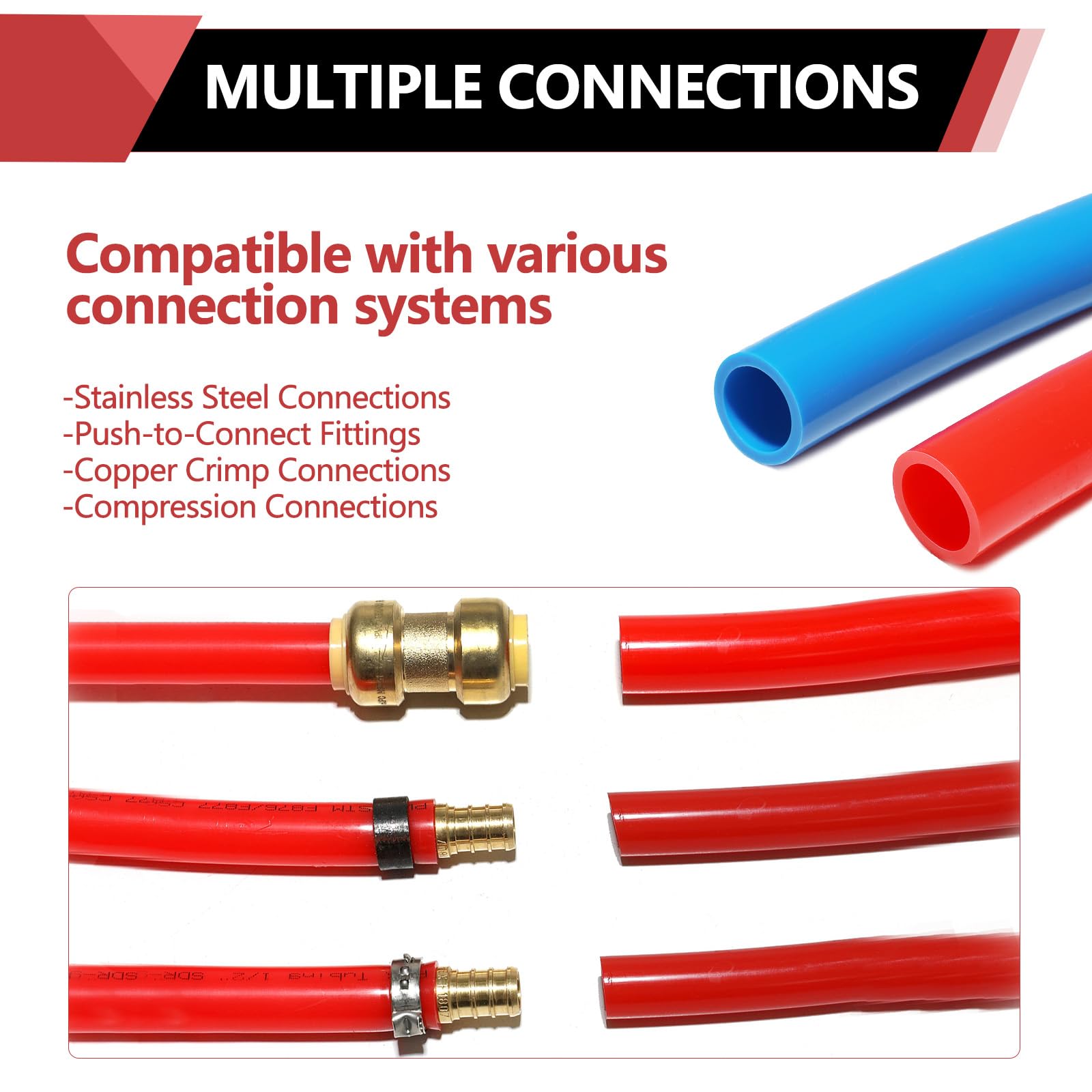 EFIELD NSF-certified label on PEX-B tubing for potable water use