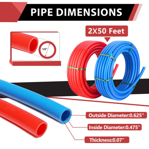 EFIELD PEX-B red 50ft tubing for hot water with clear identification