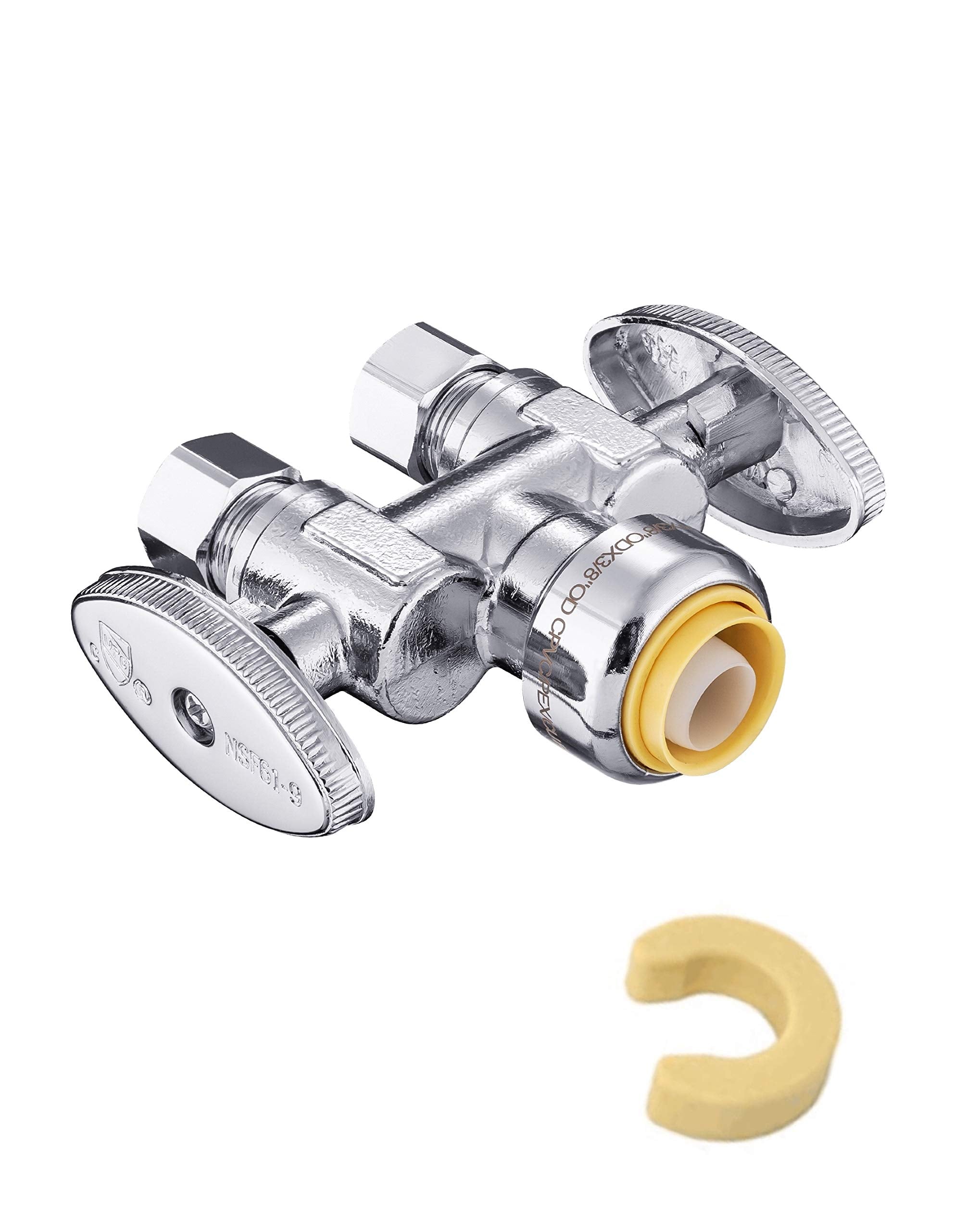 EFIELD push fit valve assembly demonstrates quick, tool-free installation for potable water lines.