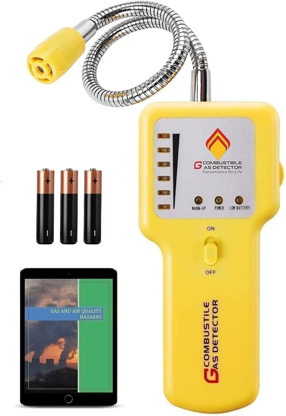 EG gas leak detector with 12-inch probe for reaching pipes and fittings