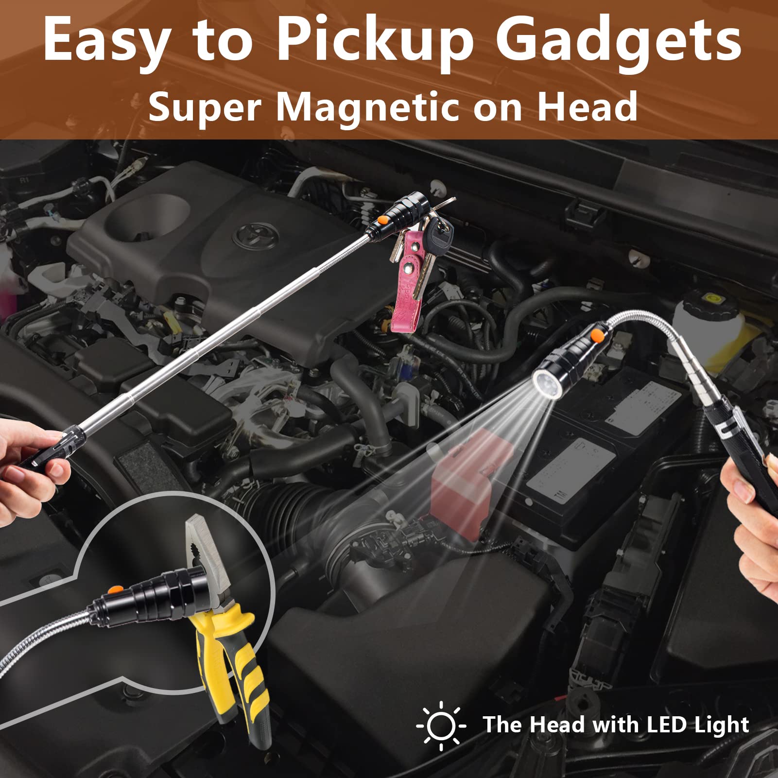 EGIFI 360-degree LED illumination for hands-free visibility in tight spaces.