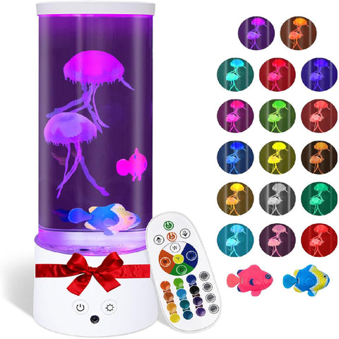 Eglagen Jellyfish Lamp with floating jellyfish creating calming color display