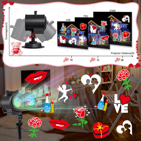 Eglagen Valentine's projector with IP44 ABS housing stays weatherproof.