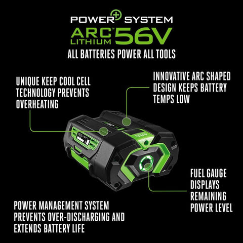 EGO Power+ keep-cool cells maintain efficiency during hot use.