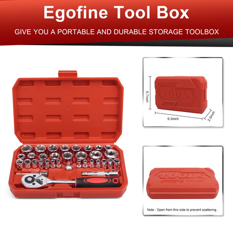 Egofine 3/8 SAE sockets for common American fasteners.