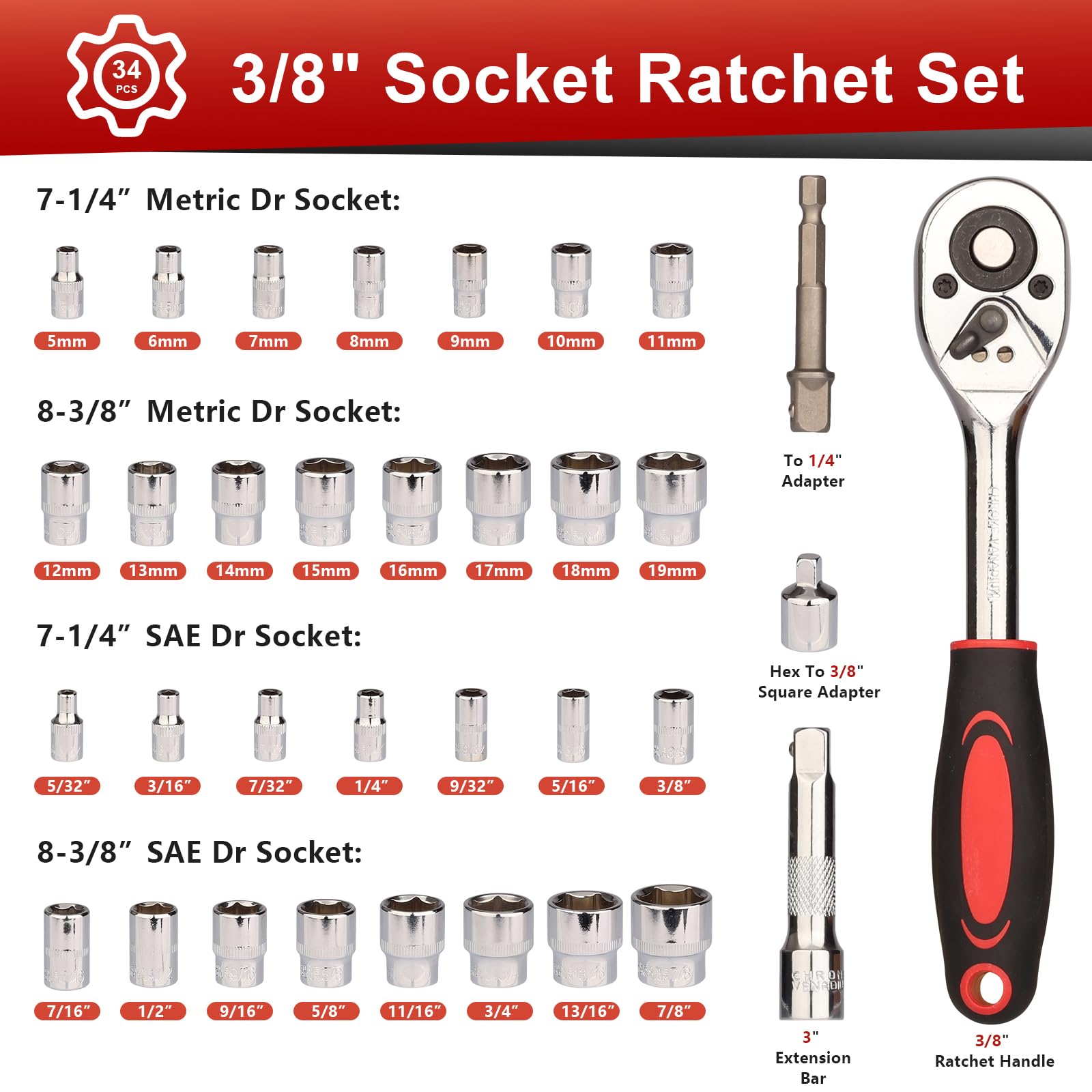 Egofine ratchet wrench 3/8 drive for quick torque on fasteners.