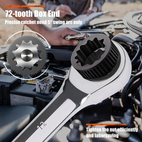Egofine ratcheting wrench set 12mm enables wide-range repairs confidently