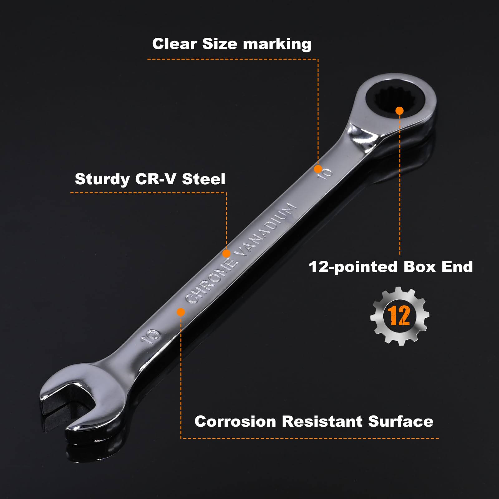 Egofine ratcheting wrench set 14mm improves reach and torque
