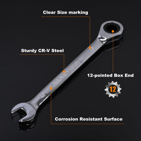 Egofine ratcheting wrench set 14mm improves reach and torque