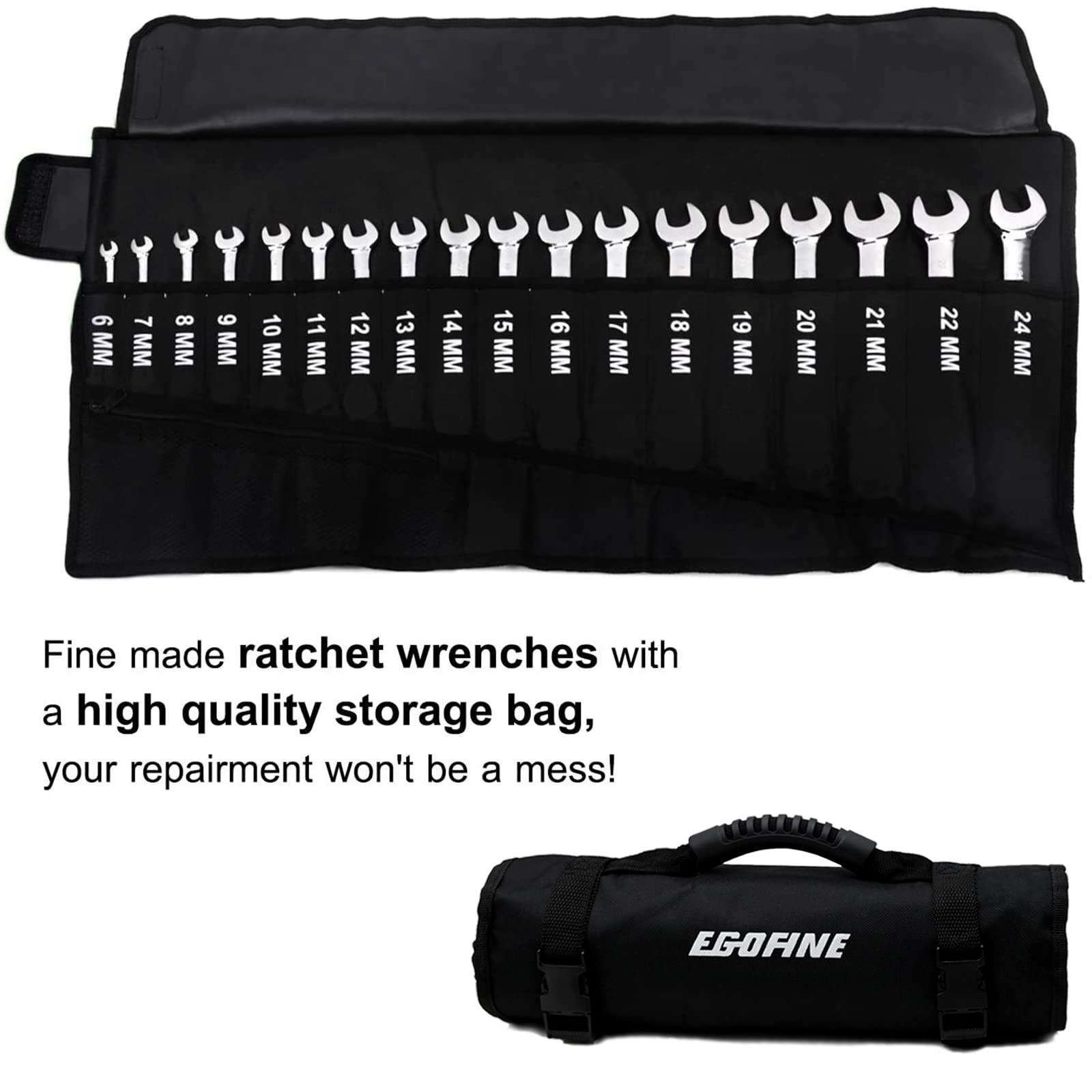 Egofine ratcheting wrench set 22mm chrome-vanadium steel resilience