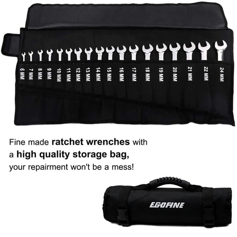 Egofine ratcheting wrench set 22mm chrome-vanadium steel resilience