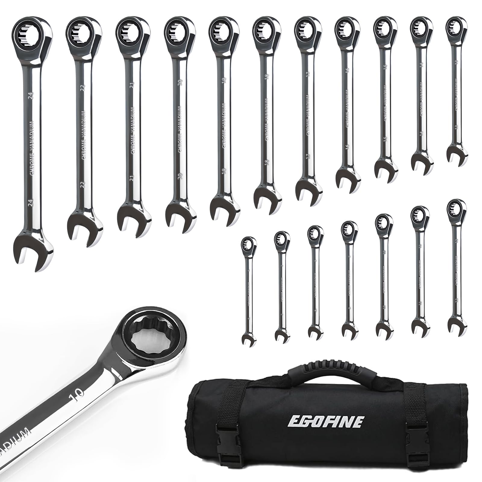 Egofine ratcheting wrench set 6mm for precise fast turning in tight spaces