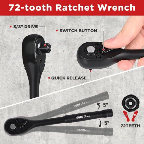 EGOFIX 6-point sockets grip fasteners securely and reduce rounding.