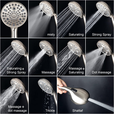 Egretshower 10-spray-modes showerhead with versatile modes for personalized showers.
