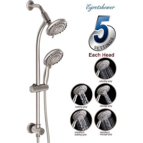 Egretshower brushed nickel finish adds a modern, durable look to any shower.