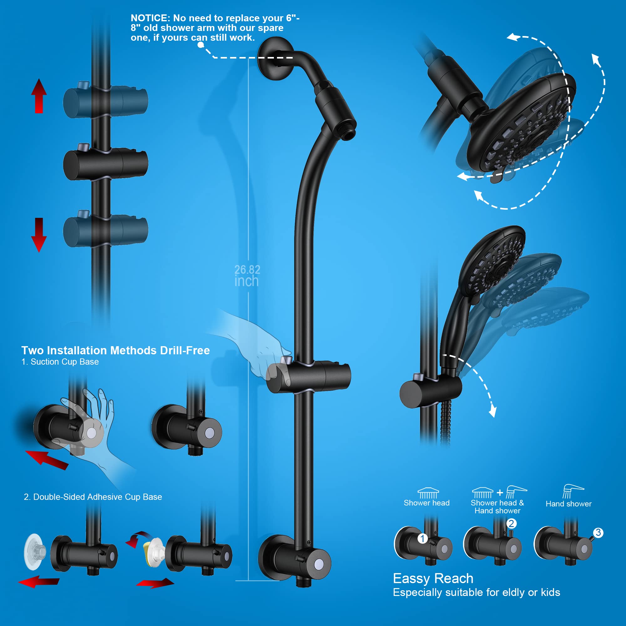 Egretshower brushed nickel head combines durability with a sleek look.