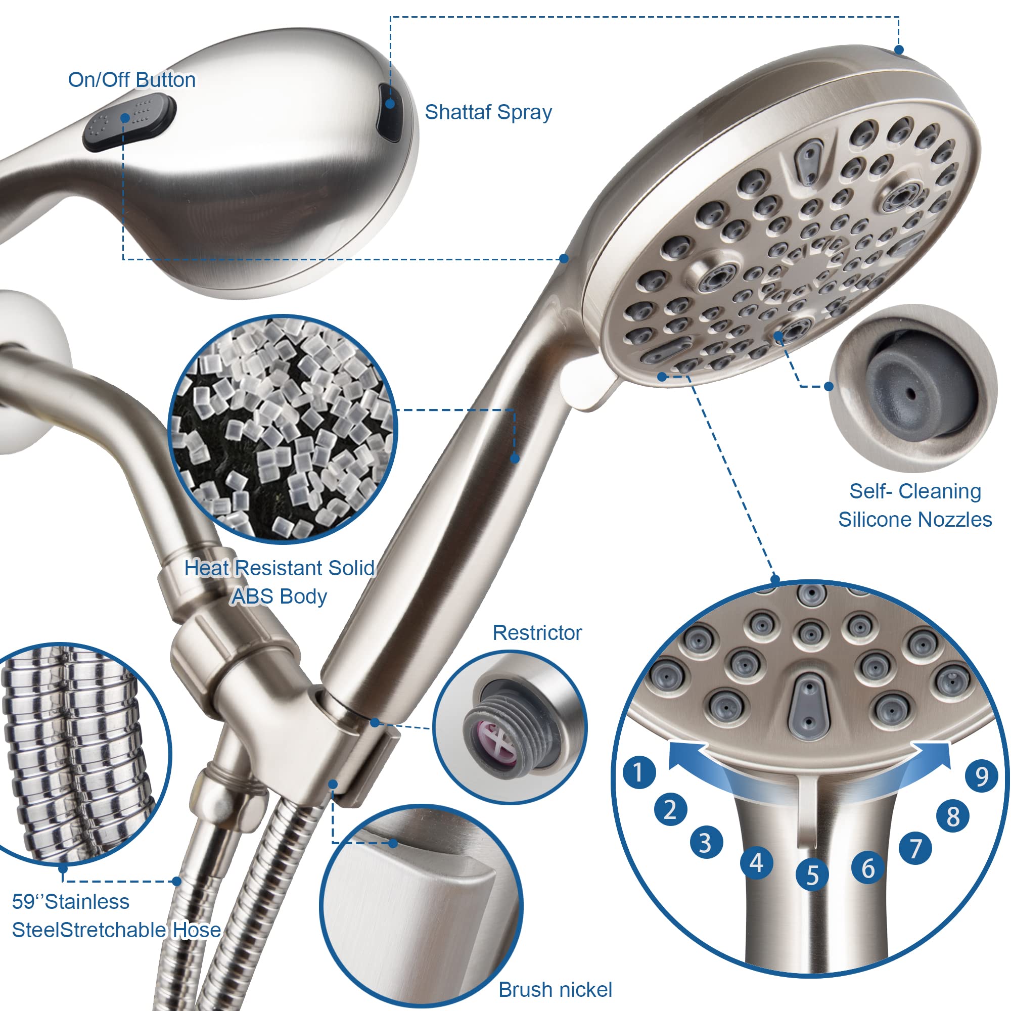 Egretshower detachable bracket allows quick angle adjustments for easy use.