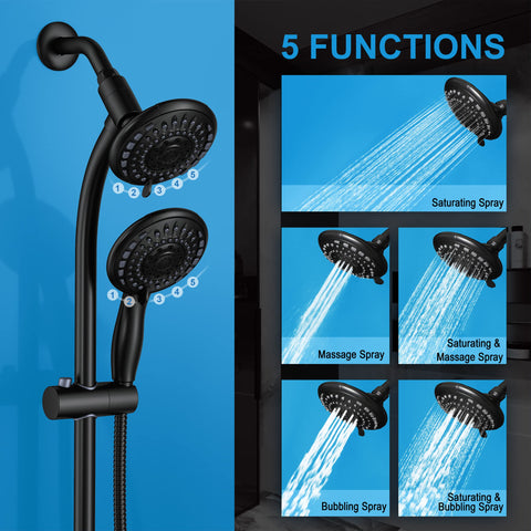 Egretshower five-setting handheld showerhead offers versatile spray options.