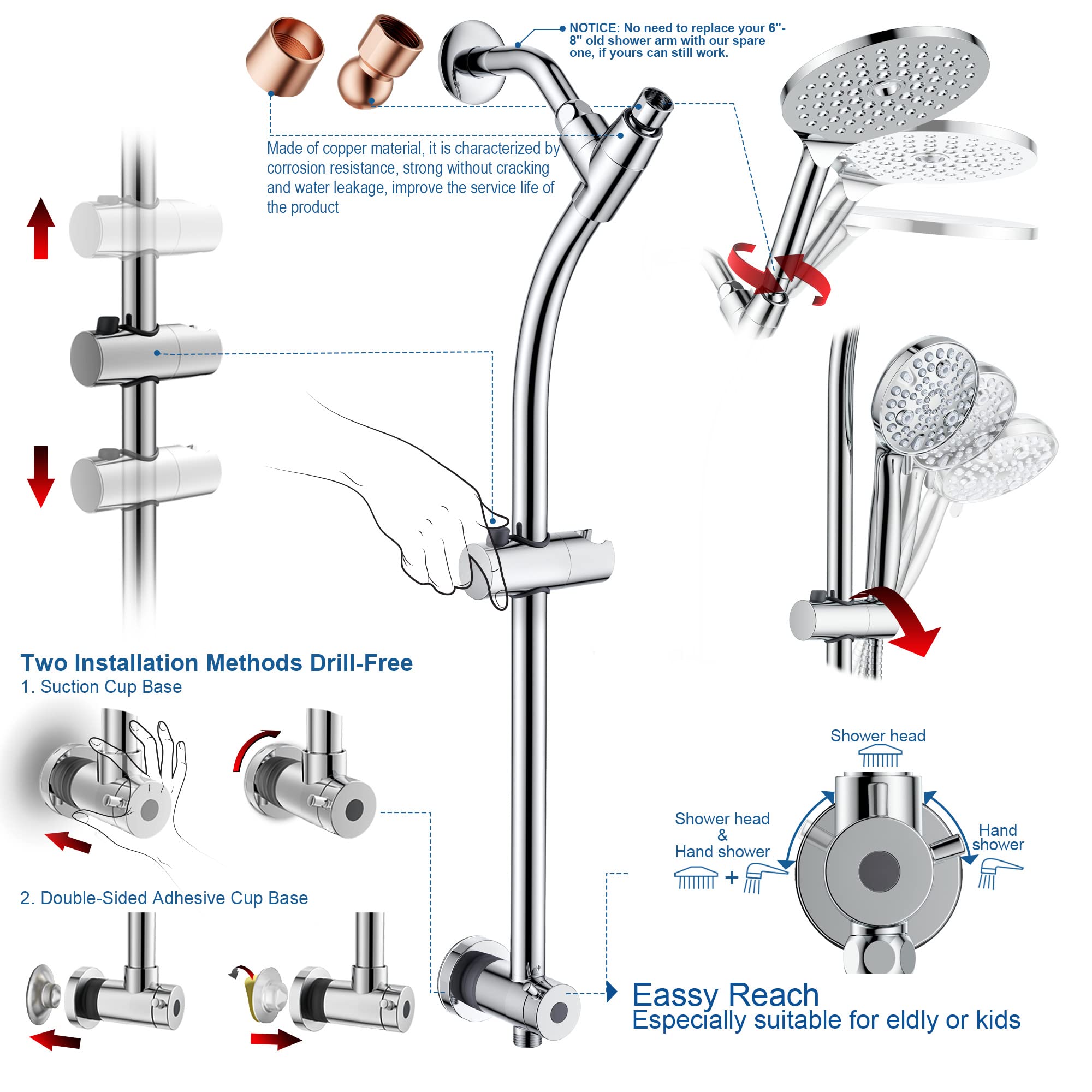 EgretShower low-diverter enables easy mode switching by kids