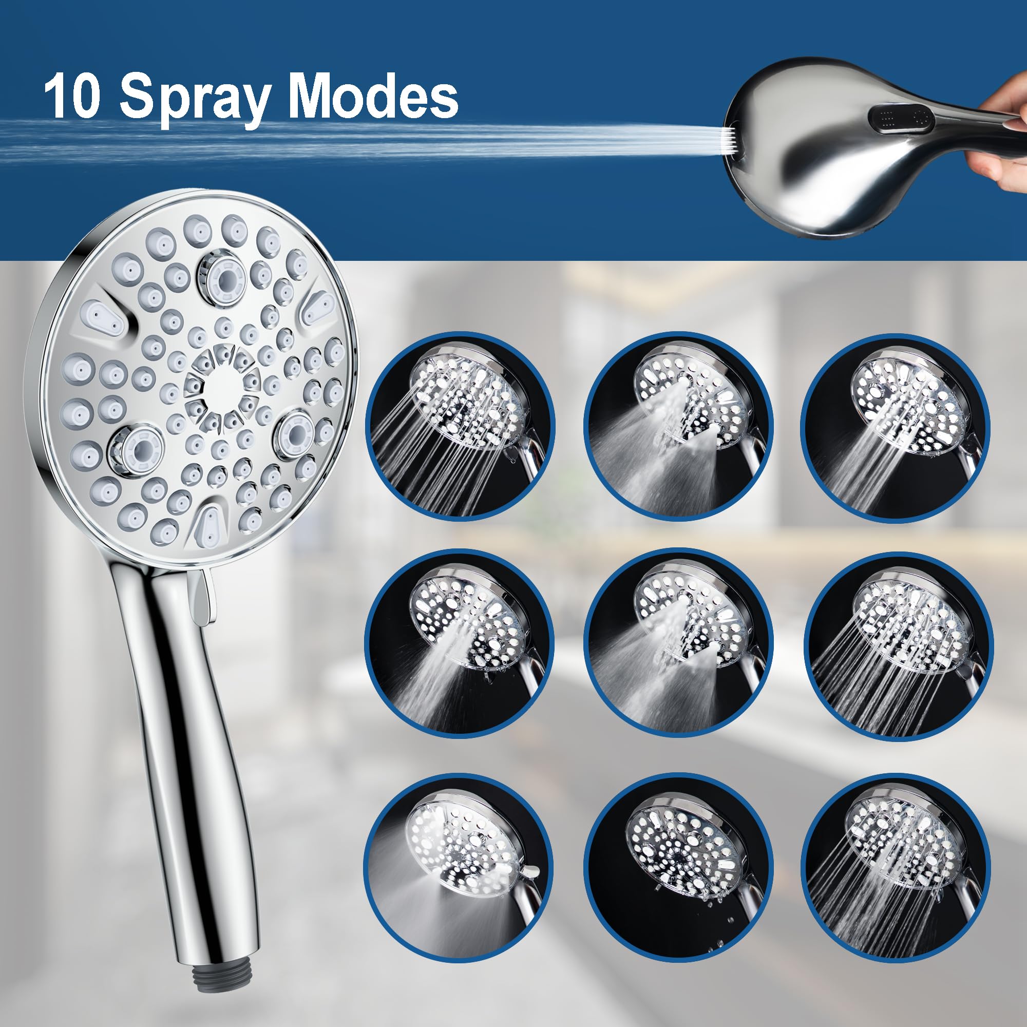 EgretShower mineral-resistant silicone nozzle reduces mineral buildup