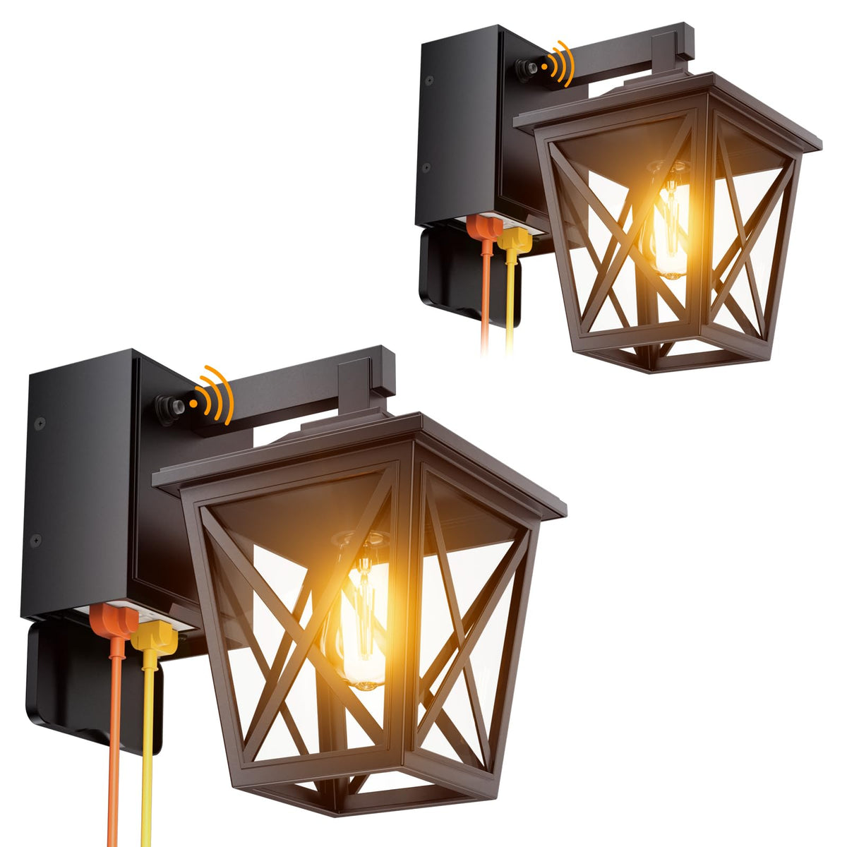 Ehaho porch light with outlet in dusk-dawn mode for hands-free outdoor lighting
