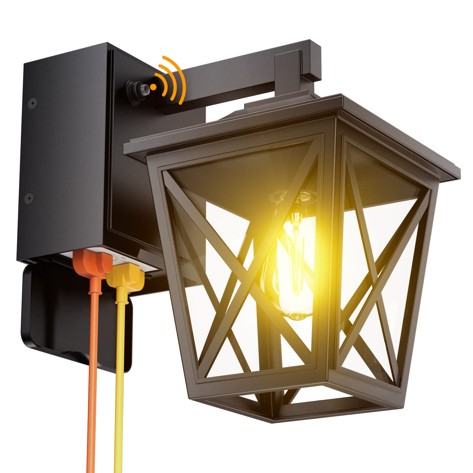Ehaho porch light with outlet shows dusk-to-dawn functionality for front entry