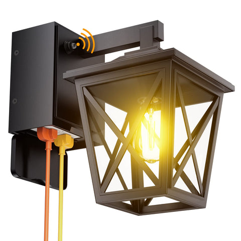 Ehaho porch light with outlet shows dusk-to-dawn functionality for front entry